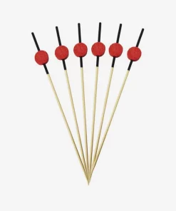 Brocheta Bambú Con Bola Roja 12cm